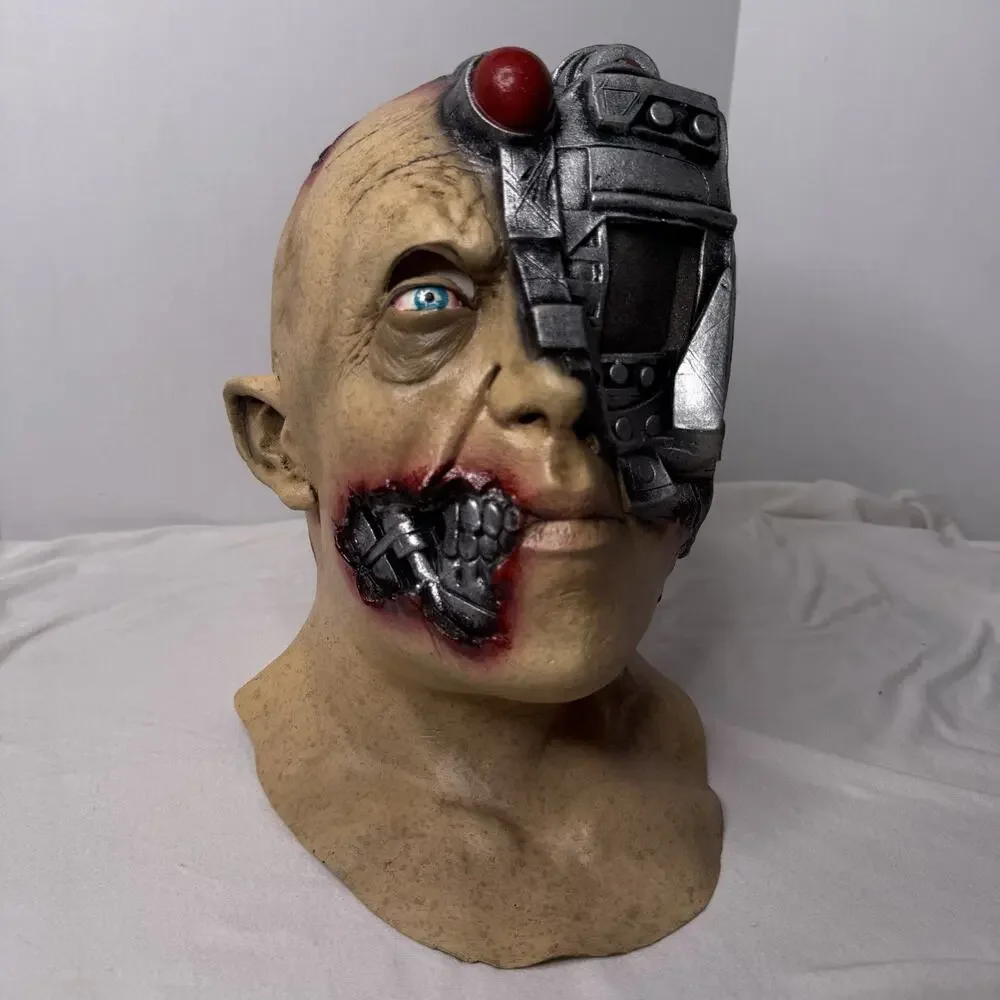 Animated Cyborg Full Face Halloween Costume Mask Rubber Latex RARE COOL Cosplay